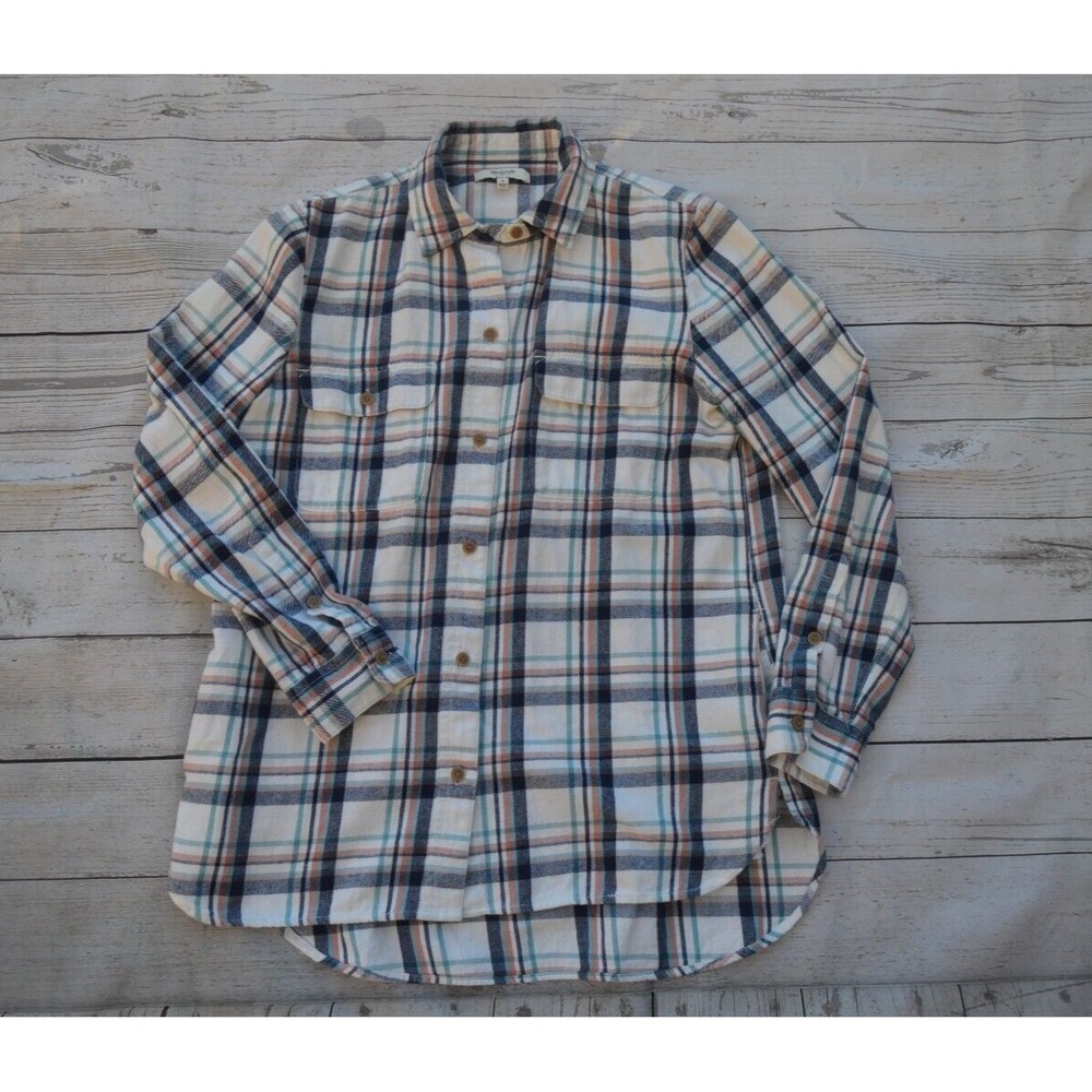 Madewell Women's Shirt Sz Small Button-up White Plaid Long Sleeves
